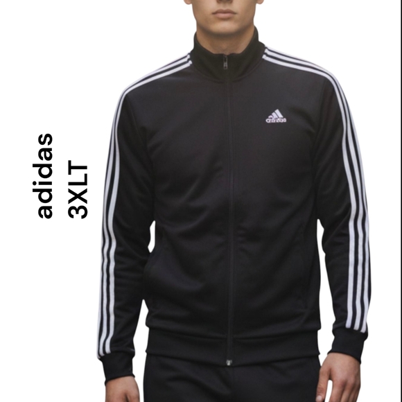adidas | Men's NWT | Track Jacket 3 Stripe | Black & White | Big & Tall 3XLT - Picture 2 of 10